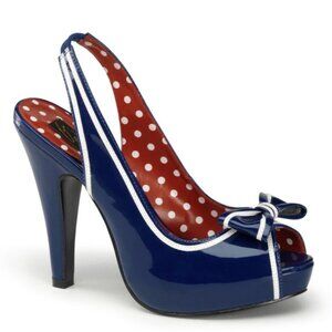 Pleaser Pin Up Couture Bettie 05 Platform Pumps 8 Slingback Peep Toe Faux Patent